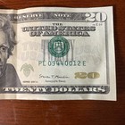 2017a  20 00 Us Bank Note Error Note High Serial Number   Seal Off Center