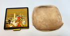 Antique Art Deco Chinoiserie Japanese Geisha Scene Lacquer Powder Compact Box