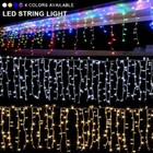 96-480 Led Hanging Icicle Curtain Lights Outdoor Fairy String Xmas Wedding Lamp