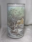 Vintage Crysto-glass Sugar Frosted Candle Winter Skating Scene 7  Original Box