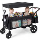 2 Seater Wagon Stroller 8  10  All-terrain Wheels Foldable With Removable Canopy
