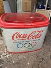 X-lg 28    Clear Top Coca Cola Ice Cooler Olympics Advertising Vintage 