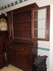 Antique Walnut 1850 Stepback Cupboard Cabinet Glass Doors Drawers Shelves Wood