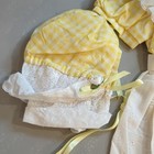 Vintage Baby Dress Set With Bonnet Yellow Gingham 3t