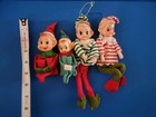 Vintage  Lot Of 4 Knee Huggers Pixie Elves Elf  Mcm Christmas Shelf Sitters