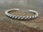 Native American Navajo Indian 3 16  Twisted Sterling Silver Bracelet By Tahe