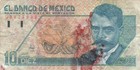 Mexico  10  Pesos  1012 1992  Series  K  Prefix  U  Circulated Banknote Top Y