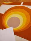 Awesome Rare Vintage Mid Century Retro 70s 60s Yel Org Tan Cir Sml Fabric  Look