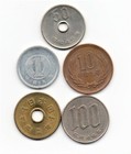 Japan Mixed Yen Coins Set Of 5 As Pictured 