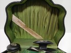 Antique Ebony Manicure Set Sterling Silver Mounted In Satin Lined Case Vintage