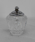 Vintage Cut Glass Table Cigarette Lighter Clear Crystal Chrome Top Decor Japan