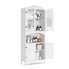 Kitchen Pantry Cabinet 63 5  Tall Storage Cabinet With Adjustable Shelves