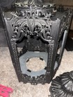 Beautiful Vintage Ornate Gothic 6 Panel Swag Hanging Lamp Green   Blue Glass