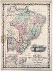 1862  Brazil - Argentina - Paraguay - Uruguay Map South America Original  15x11 
