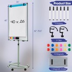 Mobile Whiteboard 40  X 26  Height Adjustable Magnetic Dry Erase Board W  Stand