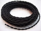 Black Cloth Covered Twisted Electrical Wire - Lamp Cord - Antique Fan - Pendant