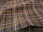 Vintage 1970s Mid Century Dimity Fabric Orange Brown Plaid 