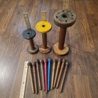Lot Of 13 Antique Vintage Wooden Industrial Textile Bobbins Spools  12 9 8 7 