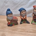 Vintage Ceramic Garden Gnomes   Dwarfs Set Of 6 Hand Painted Pixie Girl Boy Read