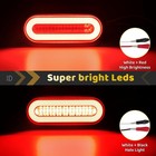 2pcs 6  Inch Clear Lens Oval Red 52 Leds Trailer Boat Halo Brake Stop Running Tu