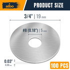 100 Pcs Stainless Steel Fender Washers  8 X 3 4 Inch Flat Washers For Screws And