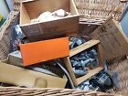 Fishing Gear Lot In A Woven Wicker Basket Vintage Estate