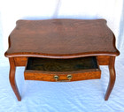 Antique 19th Century  Tiger Solid Oak Wood Coffee Table With Drawer - Rare  