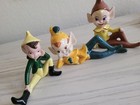 3 Vintage Holland Mold Ceramic Christmas Elves Pixie Hand Painted Mid Century