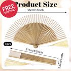 Foldable Hand Fan Bamboo Silk Folding Fan Handheld Chinese Japanese Vintage Wood