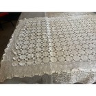 Vintage Handmade Crochet Lace Bedspread Cream Cotton Floral Medallion Throw