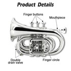 Brass Bb Pocket Trumpet Kit Mouthpiece Cleaning Cloth Case Durable New Silver