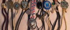 Vintage Lot Of 11 Metal Bolo Ties  Letter  Horseshoe  Black Onyx  Eagle  More