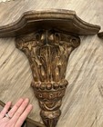 Pair 2 Warm Carved Wood Wall Shelf Shelves Sconces French Country Ornate Decor