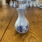Leart Brazilian Porcelain Small Bud Vase Colonial Blue White  W Rose Vtg 3    Tall
