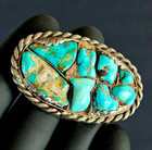 Vintage Old Native American Navajo Sterling Silver Turquoise Pin Brooch