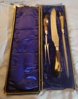 Henry Elliott   Sons Sheffield Horn Handle Carving Set Knife Fork Steel W  Case