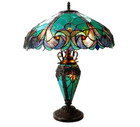 Lamp Tiffany Victorian Style Table Stained Glass Vintage Shade Light Desk Green