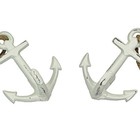 Set Of 2 White Cast Iron Ship Anchor Bookends Nautical Home Decor Sculptures