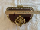 Vtg Matson Gold Ormolu Filigree Floral Beveled Glass Vanity Jewelry Casket Box