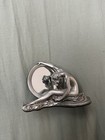 Pewter Figurine Statue With Mirror Vintage Style Collectible Home Decor