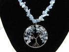 20  Aquamarine Tree Of Life Necklace Sterling Silver 925 Nwt Nk8