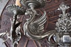 Pair Vintage French Brass Dragon Gothic Style Wall Lights Sconces 1970s