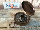Antique Finish Brass Compass With Hinged Lid  Old Pocket Style  Maritime