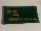 Vintage Yosemite Bank Green Vinyl Bank Cash Bag With Zipper National Park Rare