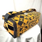 Geometric Dance Duffel Bag Corduroy   Terry Cloth Orange Black Yoga Beach Travel