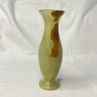 Vintage Onyx Bud Vase Carved Natural Stone Neutral Earth Tones Heavy