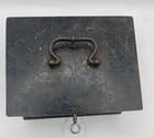 Antique - French Steel Strong Box W handle Cash Bank Safe Document Lockbox W key