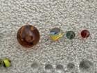 Vintage Marble Collection 40 Lot Glass Clay Swirls Clearies Shooters Uv Cadmium