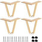 Heavy Duty Metal Hairpin Furniture Legs Floor Protectors Gold 4 Inch 4 Pcs