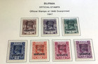 Burma  1947  Official  Scott O43-o55 Mint Mounted On Page